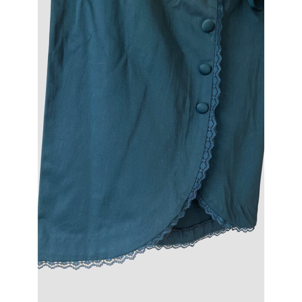 Vintage 90s Cotton Blend Teal Blue Button Front Skirt Small Back Zipper Y2K NWT - Picture 2 of 6